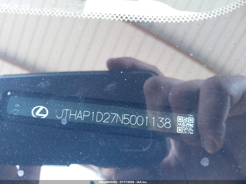 2022 Lexus Is 500 F Sport Performance Premium VIN: JTHAP1D27N5001138 Lot: 45645282
