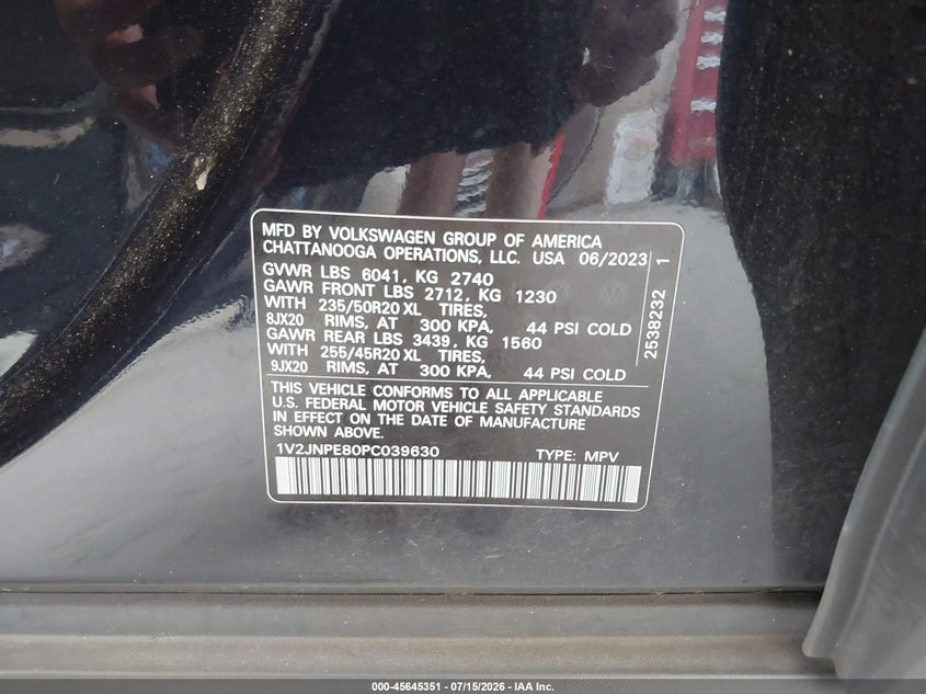 VOLKSWAGEN ID.4 2023 VIN 1V2JNPE80PC039630