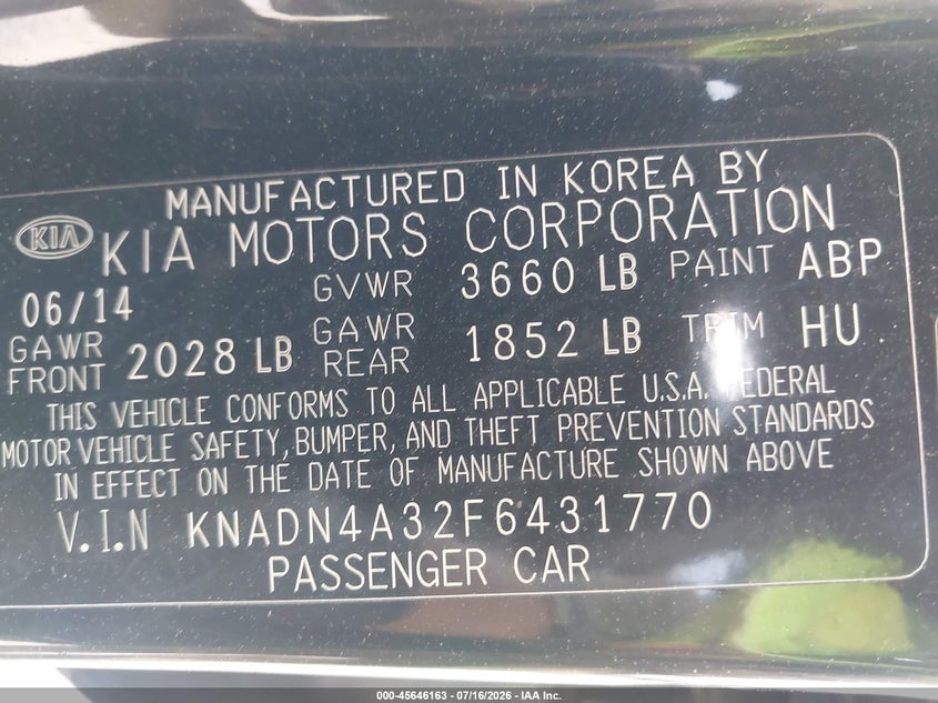 2015 Kia Rio Sx VIN: KNADN4A32F6431770 Lot: 45646163