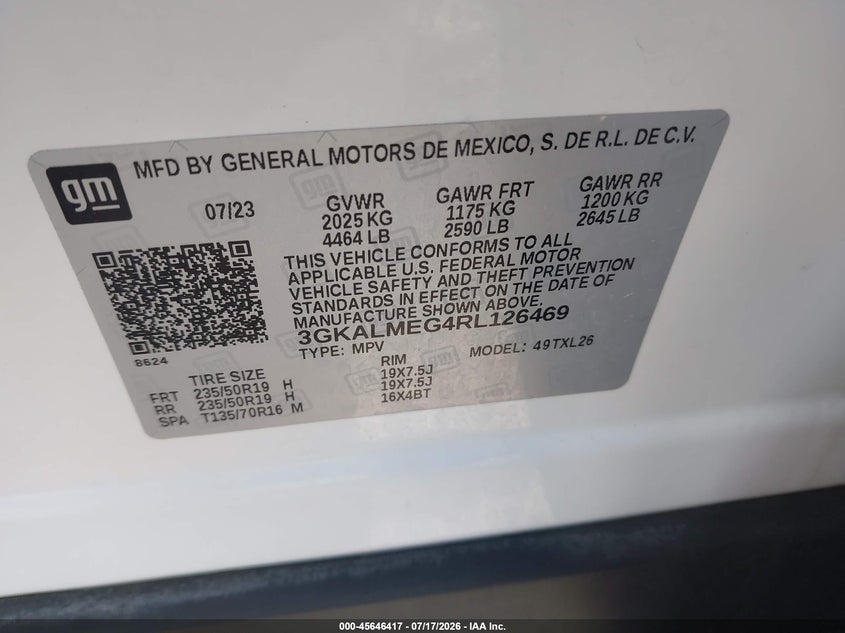 2024 GMC Terrain Fwd Sle VIN: 3GKALMEG4RL126469 Lot: 45646417