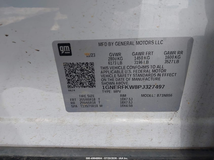 2023 Chevrolet Traverse Fwd Ls VIN: 1GNERFKW8PJ327497 Lot: 45646904