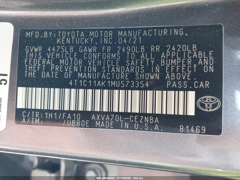 TOYOTA CAMRY - zdjęcie 9