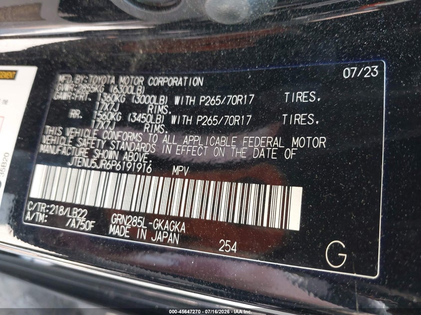 2023 Toyota 4Runner Sr5 Premium VIN: JTENU5JR6P6191916 Lot: 45647270