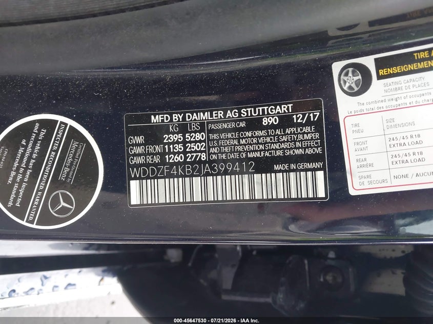 2018 Mercedes-Benz E 300 4Matic VIN: WDDZF4KB2JA399412 Lot: 45647530