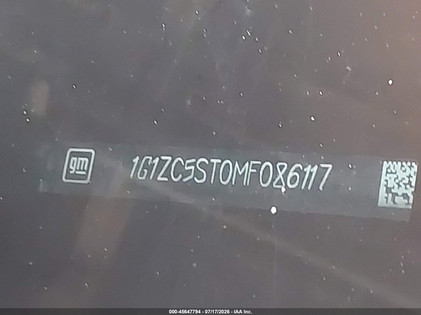CHEVROLET MALIBU 2021 VIN 1G1ZC5ST0MF086117