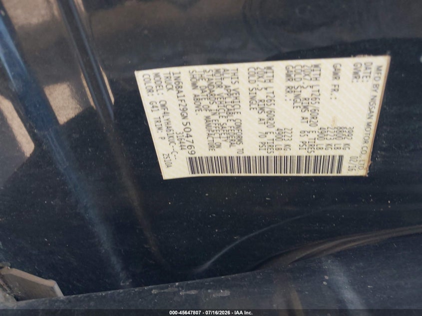 NISSAN TITAN XD 2016 VIN 1N6BA1F29GN504769