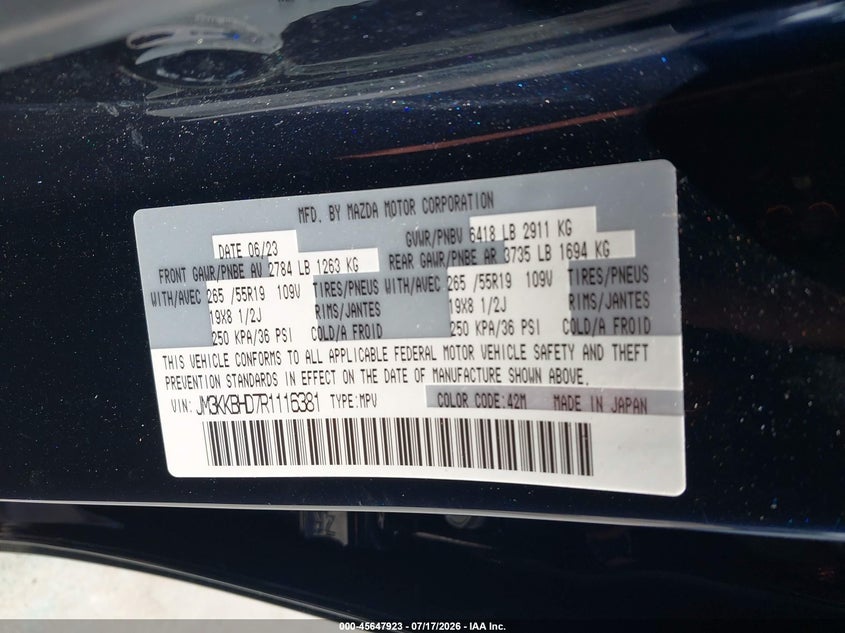 2024 Mazda Cx-90 3.3 Turbo Preferred VIN: JM3KKBHD7R1116381 Lot: 45647923