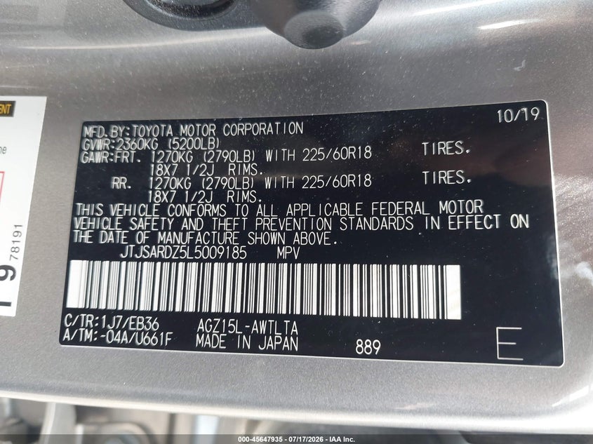 2020 Lexus Nx 300 F Sport VIN: JTJSARDZ5L5009185 Lot: 45647935