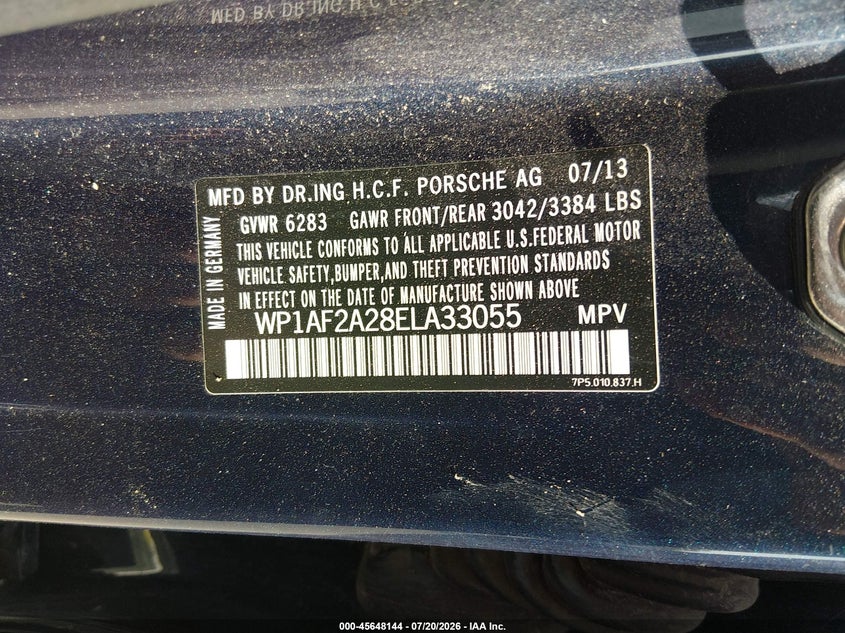 2014 Porsche Cayenne Diesel/Diesel Platinum Edition VIN: WP1AF2A28ELA33055 Lot: 45648144