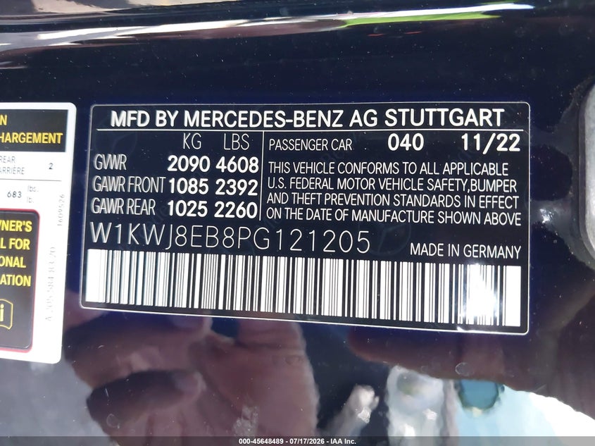 2023 Mercedes-Benz C 300 4Matic VIN: W1KWJ8EB8PG121205 Lot: 45648489