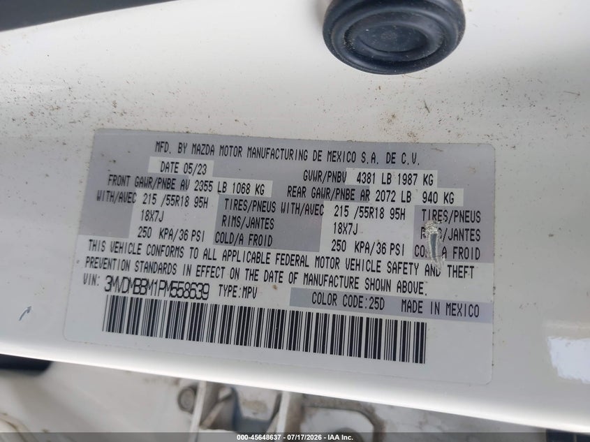 2023 Mazda Cx-30 2.5 S Select VIN: 3MVDMBBM1PM558639 Lot: 45648637