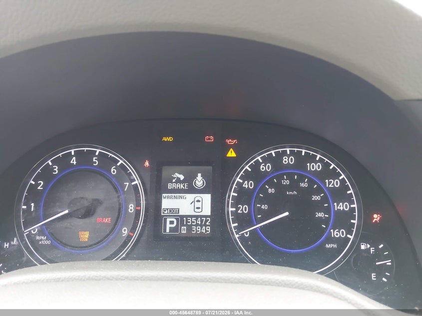 2013 Infiniti G37X VIN: JN1CV6AR4DM358329 Lot: 45648789
