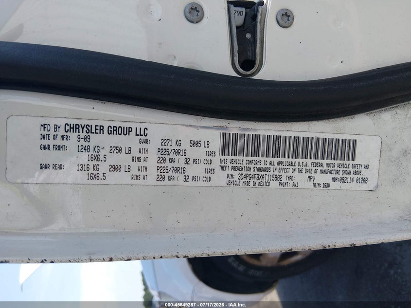 2010 Dodge Journey Se VIN: 3D4PG4FBXAT115982 Lot: 45649287