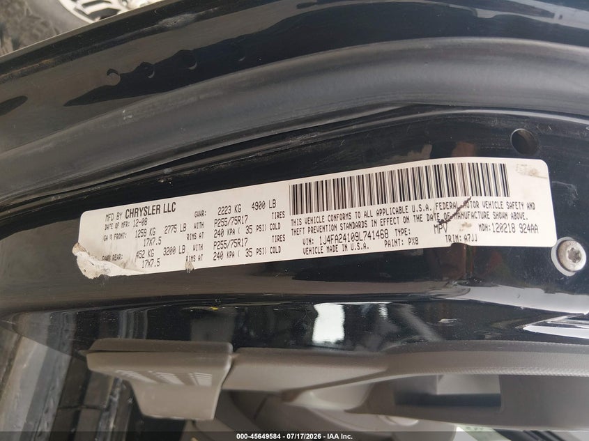 2009 Jeep Wrangler X VIN: 1J4FA24109L741468 Lot: 45649584