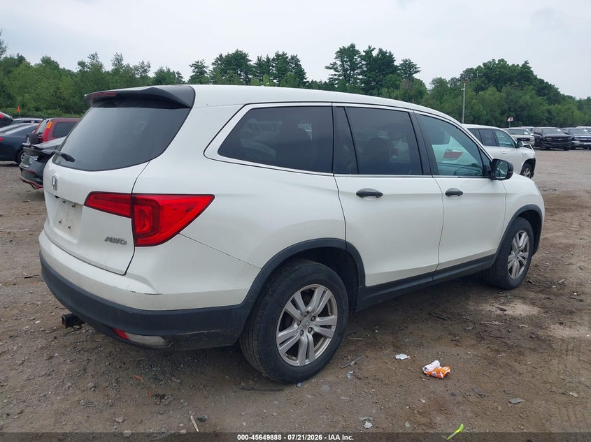 Vin: 5fnyf6h14jb051926, lot: 46148443, honda pilot lx 20184