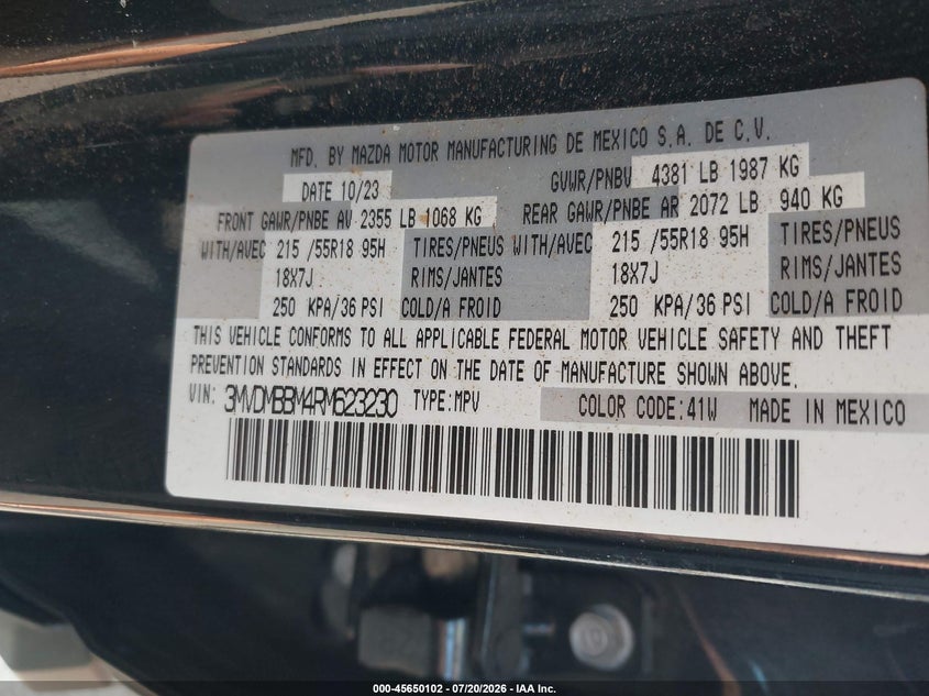 2024 Mazda Cx-30 2.5 S Select Sport VIN: 3MVDMBBM4RM623230 Lot: 45650102