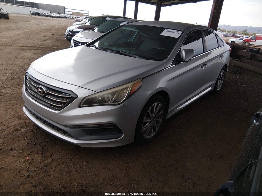 2015 Hyundai Sonata, Звичайний знос, IAAI, VIN 5NPE34AF1FH049825 — фото 2