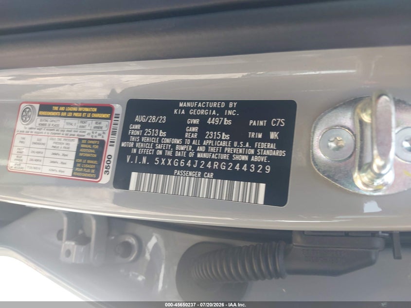 2024 Kia K5 Gt-Line VIN: 5XXG64J24RG244329 Lot: 45650237