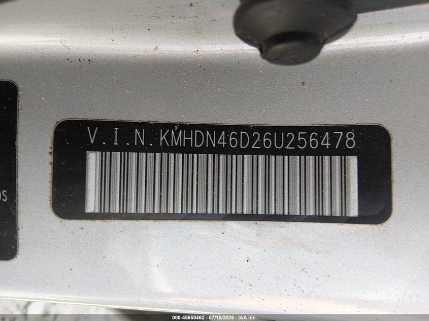 2006 Hyundai Elantra Gls/Limited VIN: KMHDN46D26U256478 Lot: 45650462