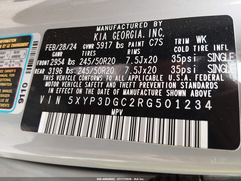 2024 Kia Telluride Ex X-Line VIN: 5XYP3DGC2RG501234 Lot: 45650682