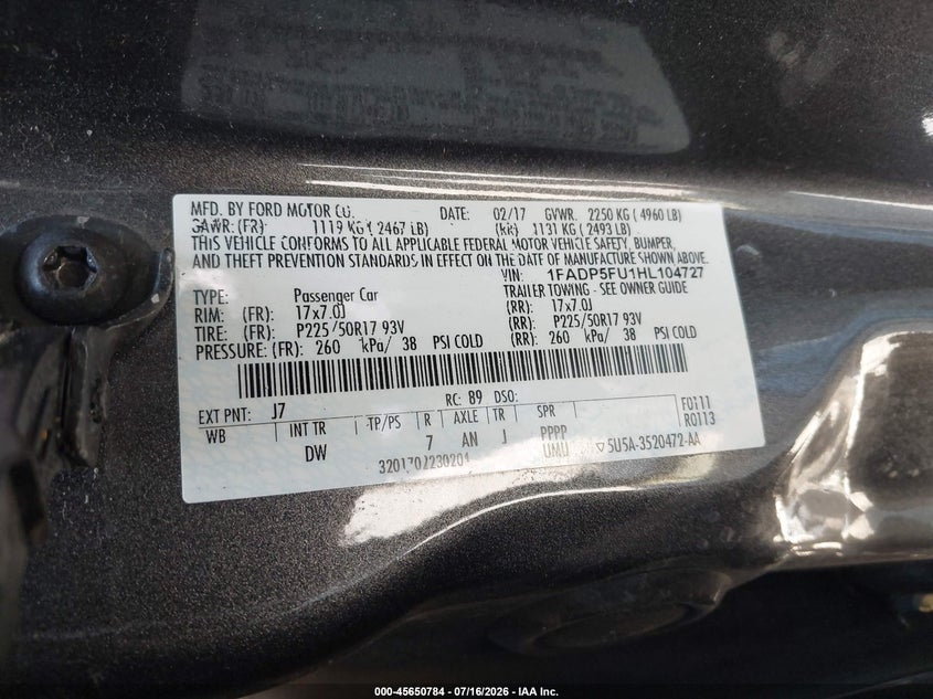 2017 Ford C-Max Energi Titanium VIN: 1FADP5FU1HL104727 Lot: 45650784