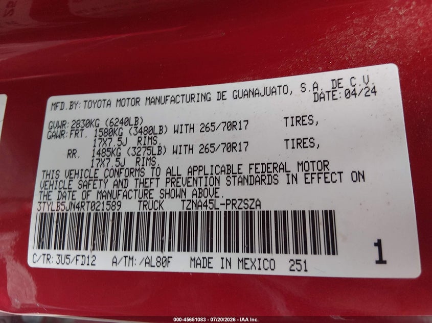 2024 Toyota Tacoma Trd Off Road VIN: 3TYLB5JN4RT021589 Lot: 45651083