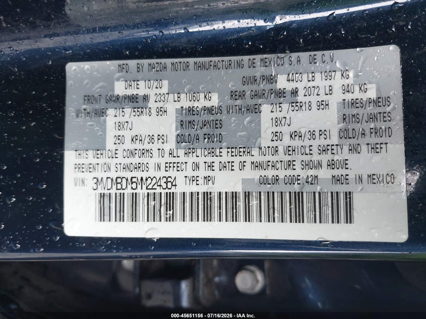 2021 Mazda Cx-30 Premium VIN: 3MVDMBDM5MM224364 Lot: 45651156