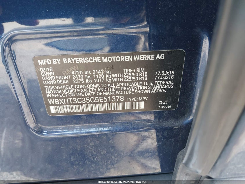2016 BMW X1 xDrive28I VIN: WBXHT3C35G5E51378 Lot: 45651434