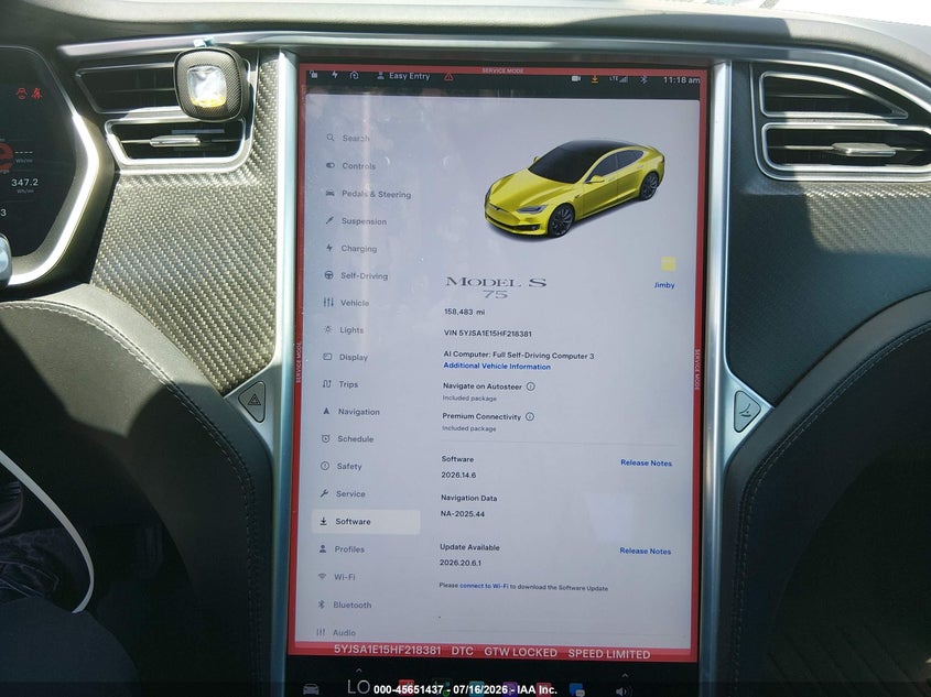 2017 Tesla Model S 60/75 VIN: 5YJSA1E15HF218381 Lot: 45651437