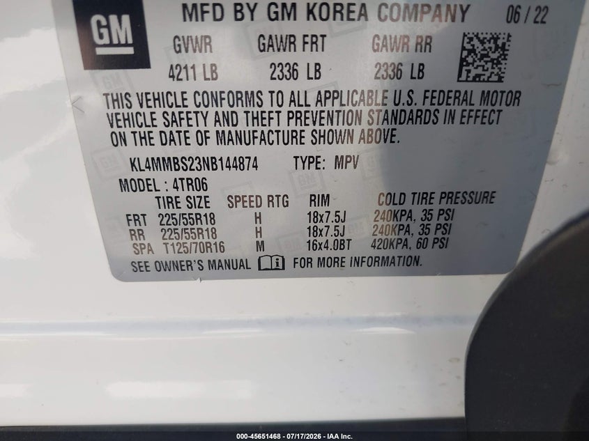 2022 Buick Encore Gx Fwd Preferred VIN: KL4MMBS23NB144874 Lot: 45651468