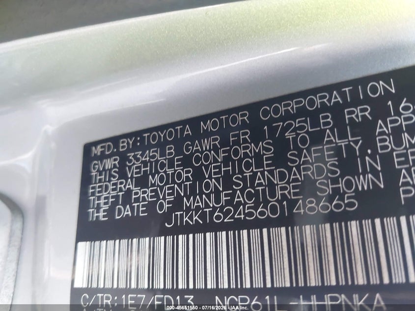 2006 Scion Xa VIN: JTKKT624560148665 Lot: 45651550