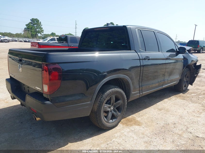 Vin: 5fpyk3f86nb009801, lot: 46150160, honda ridgeline black edition 20224