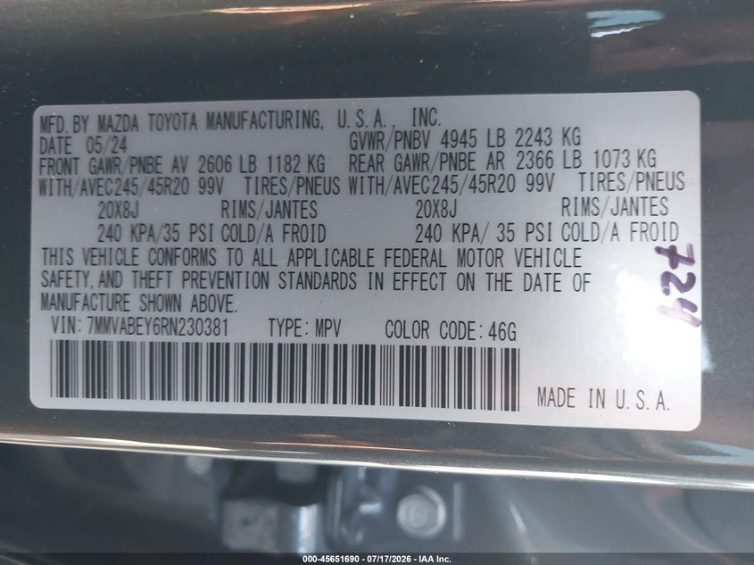 2024 Mazda Cx-50 2.5 Turbo Premium Plus VIN: 7MMVABEY6RN230381 Lot: 45651690