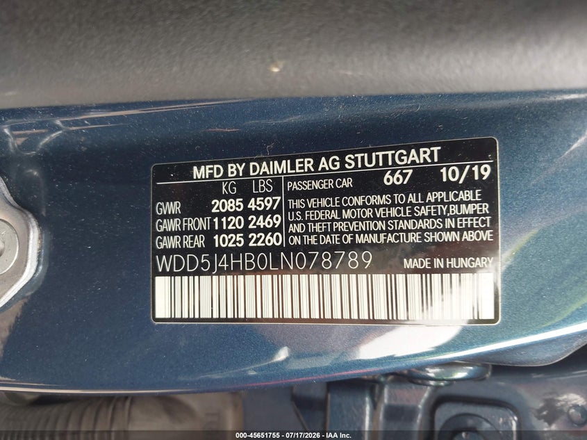 2020 Mercedes-Benz Cla 250 4Matic VIN: WDD5J4HB0LN078789 Lot: 45651755