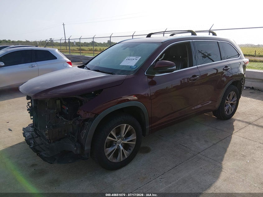 Vin: 5tdkkrfh2fs115810, lot: 46150425, toyota highlander xle v6 20152