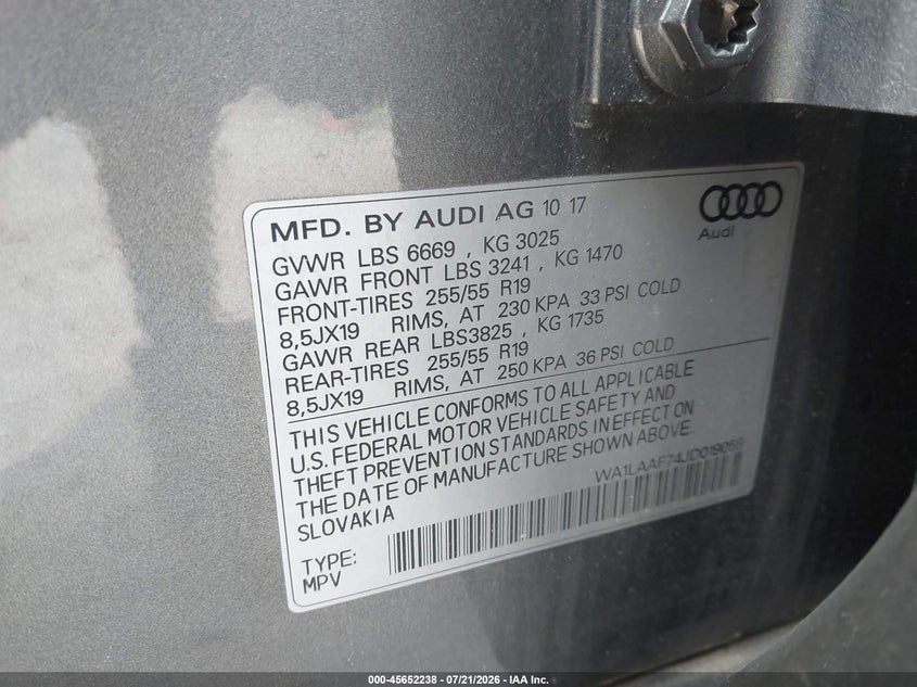 2018 AUDI Q7 auction photo 8