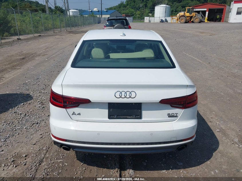 2018 Audi A4 2.0T Premium/2.0T Tech Premium VIN: WAUENAF45JA060386 Lot: 45652324