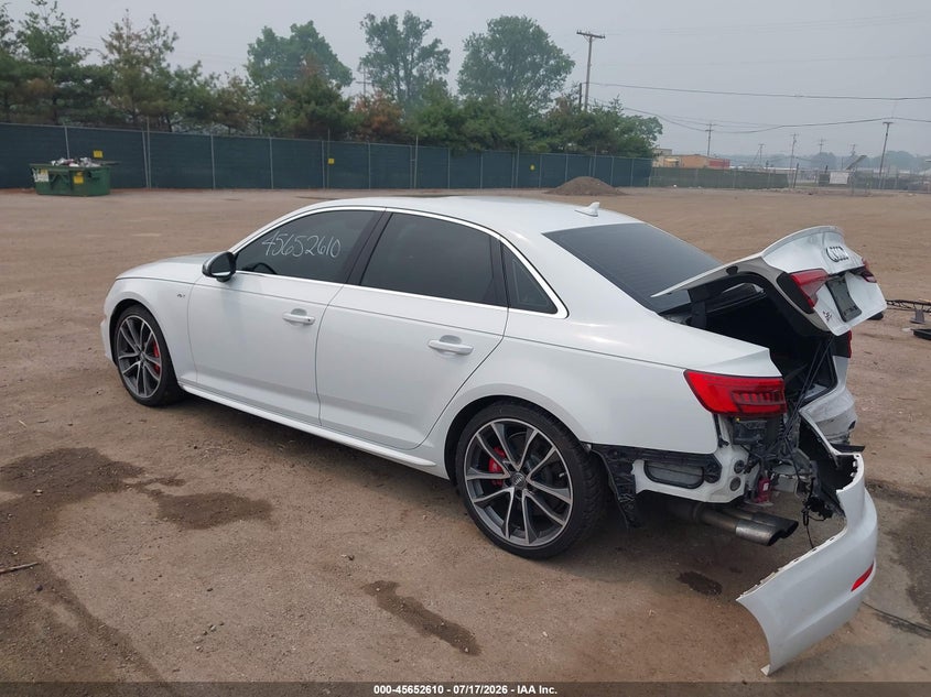 Vin: wauc4af47ja003133, lot: 46151165, audi s4 3.0t premium plus 20183