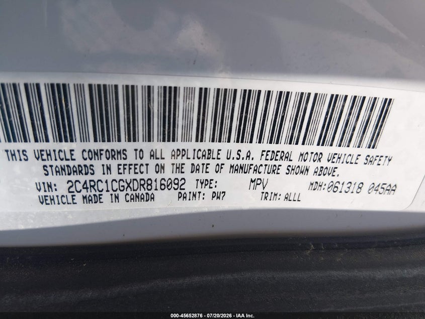 2013 Chrysler Town & Country Touring-L VIN: 2C4RC1CGXDR816092 Lot: 45652876
