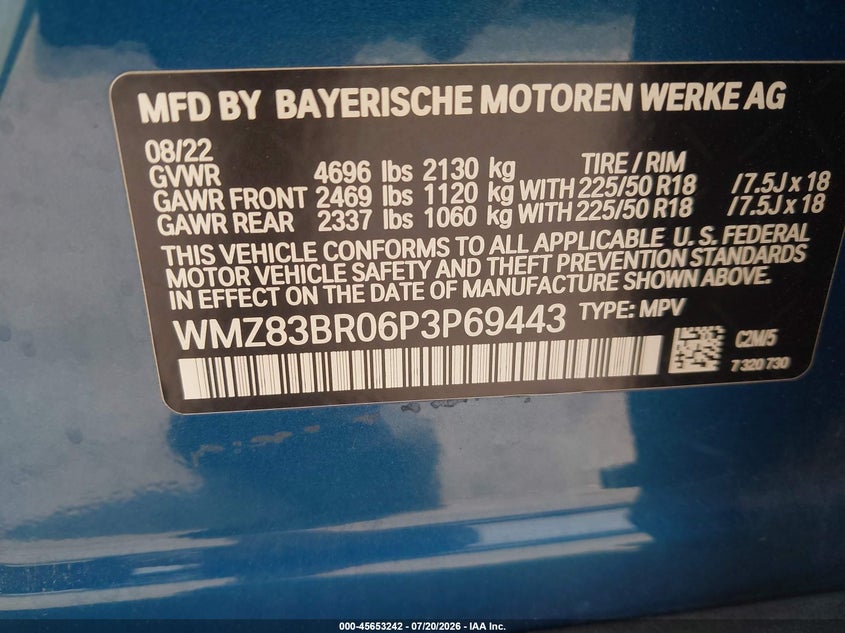 2023 Mini Countryman Cooper S VIN: WMZ83BR06P3P69443 Lot: 45653242