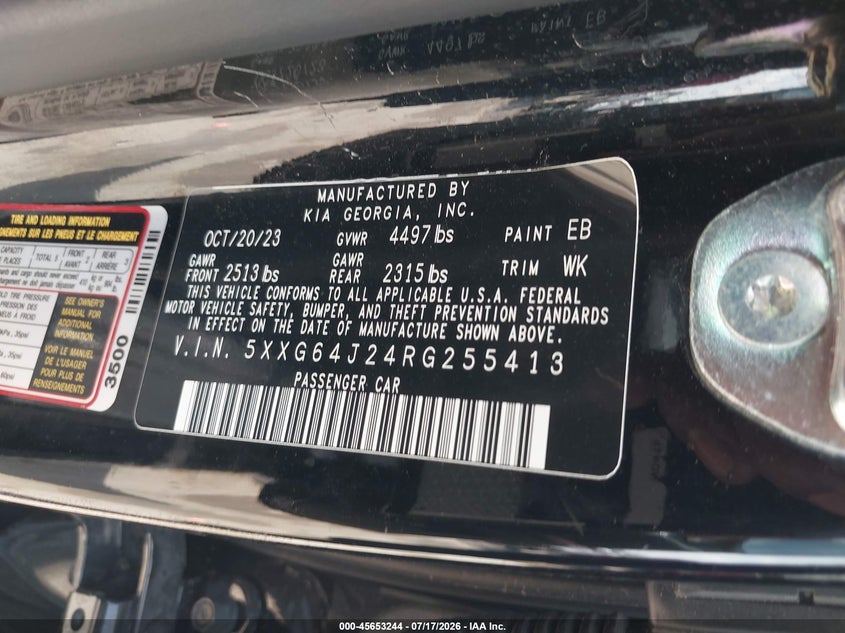 2024 Kia K5 Gt-Line VIN: 5XXG64J24RG255413 Lot: 45653244