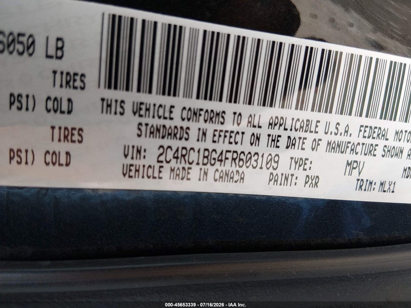 2015 Chrysler Town & Country Touring VIN: 2C4RC1BG4FR603109 Lot: 45653339