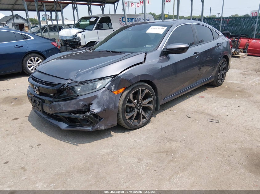 2020 Honda Civic, Front & Rear, IAAI, VIN 2HGFC2F81LH511583 — photo 2