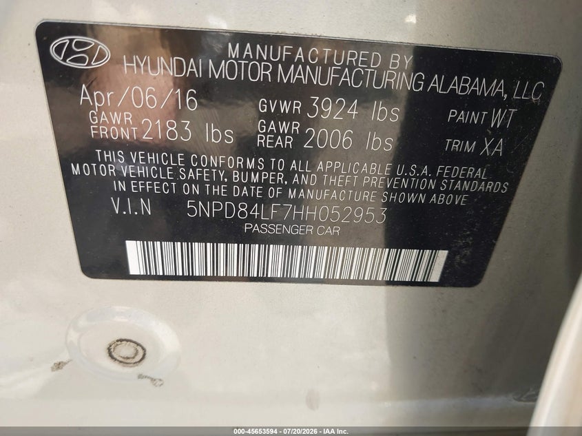 2017 HYUNDAI ELANTRA auction photo 8