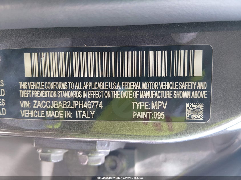 2018 Jeep Renegade Sport 4X4 VIN: ZACCJBAB2JPH46774 Lot: 45654392