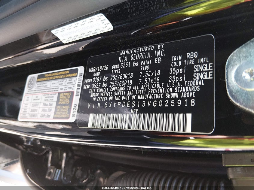 2027 Kia Telluride X-Pro Sx VIN: 5XYPDES13VG025918 Lot: 45654967