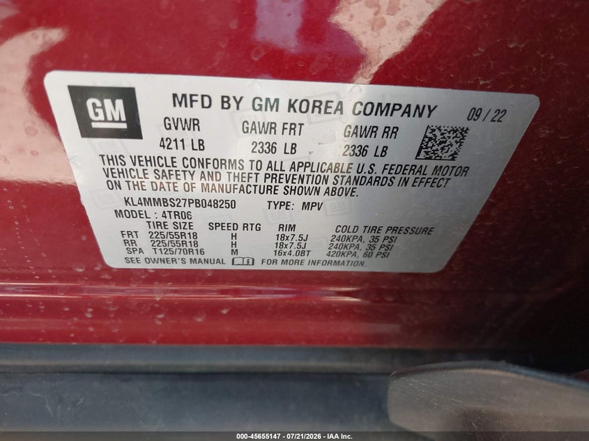 2023 Buick Encore Gx Preferred Fwd VIN: KL4MMBS27PB048250 Lot: 45655147