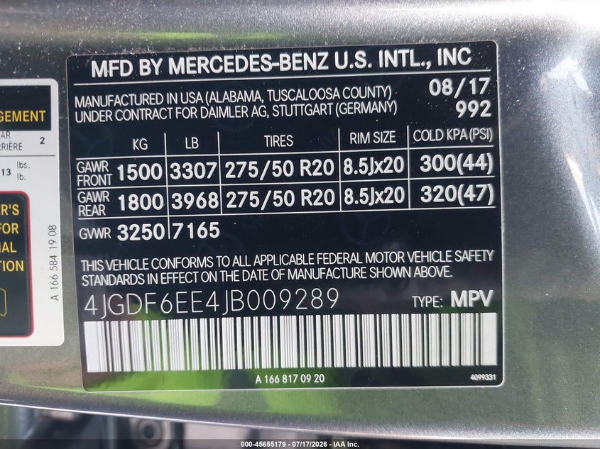 2018 Mercedes-Benz Gls 450 4Matic VIN: 4JGDF6EE4JB009289 Lot: 45655179