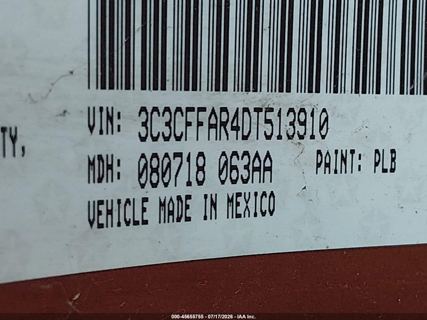 2013 Fiat 500 Pop VIN: 3C3CFFAR4DT513910 Lot: 45655755