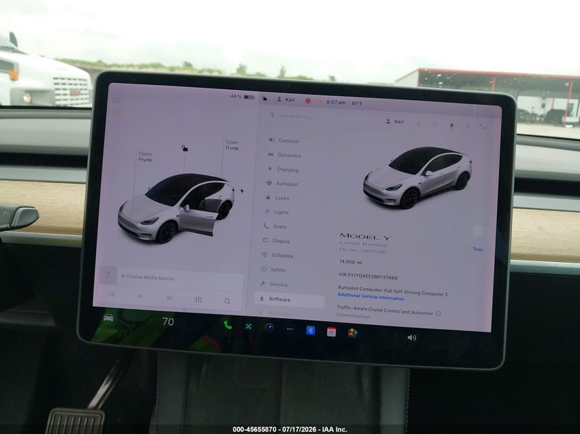 2021 Tesla Model Y Long Range Dual Motor All-Wheel Drive VIN: 5YJYGAEE2MF137666 Lot: 45655870